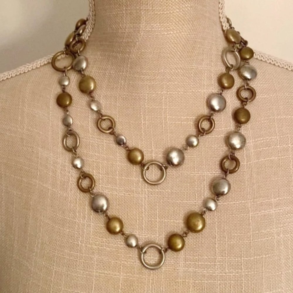 Premier Designs "Sense of Style" Necklace Silver & Gold Tones 40" Perfect 16420